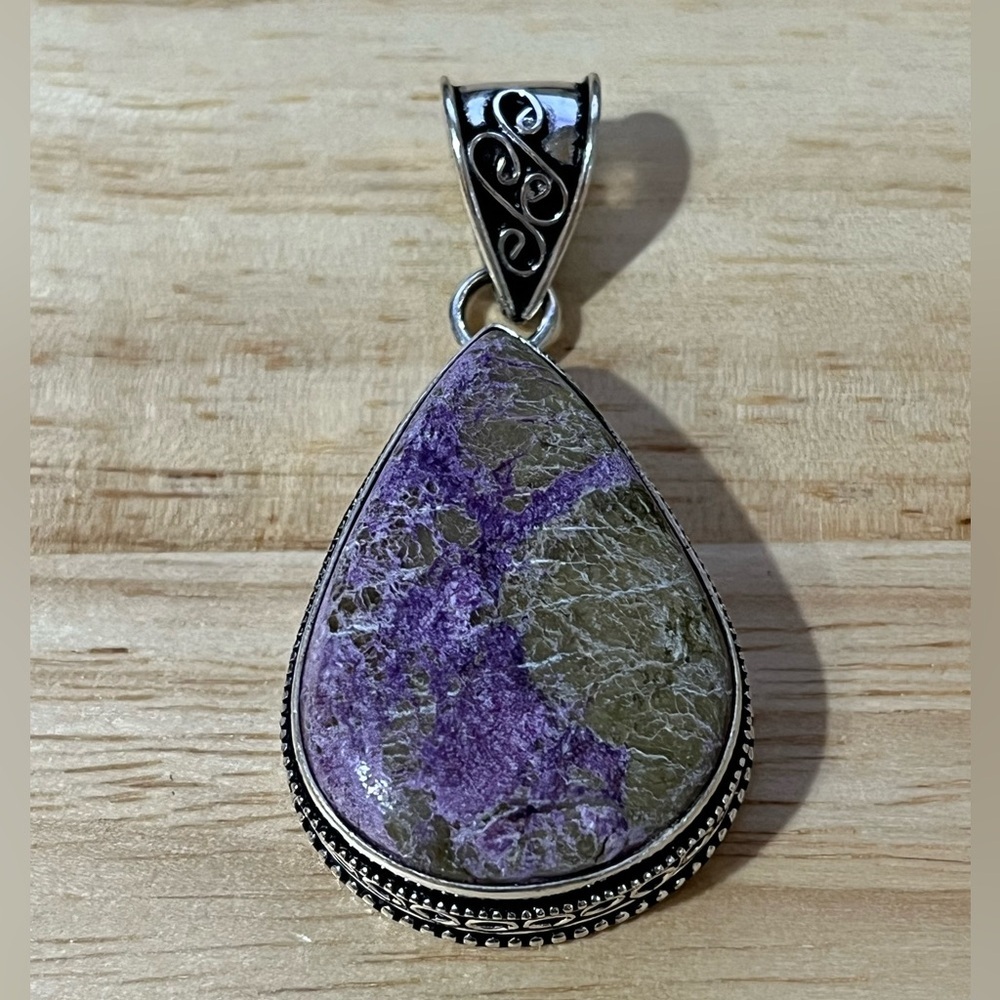 ATLANTISITE GEMSTONE 925 STAMPED SILVER PLATED PENDANT